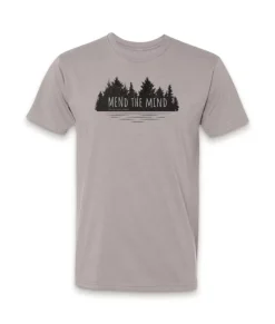 New Nayked Apparel Ridiculously Soft Crew Neck Graphic T-Shirt | Mend The Mind-Treeline And Lake Graphic