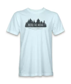 New Nayked Apparel Ridiculously Soft Crew Neck Graphic T-Shirt | Mend The Mind-Treeline And Lake Graphic