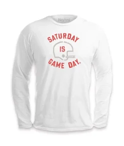 Hot Nayked Apparel Ridiculously Soft Saturday Is Game Day Graphic Long Sleeve Crew Neck T-Shirt
