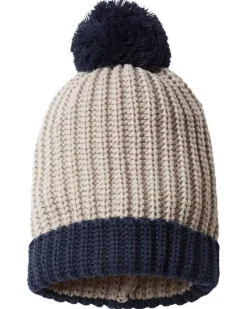 Fashion Nayked Apparel Soft Chunky Knit Two-Tone Hat With Pom Pom And Solid Color Beanie With Pom Pom And Cuff
