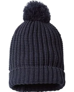 Online Nayked Apparel Soft Chunky Knit Two-Tone Hat With Pom Pom And Solid Color Beanie With Pom Pom And Cuff