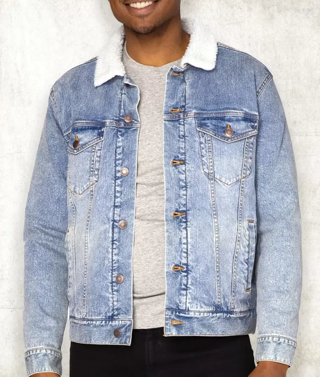 Best Nayked Apparel Unisex Soft Sherpa Lined Vintage Denim Jacket