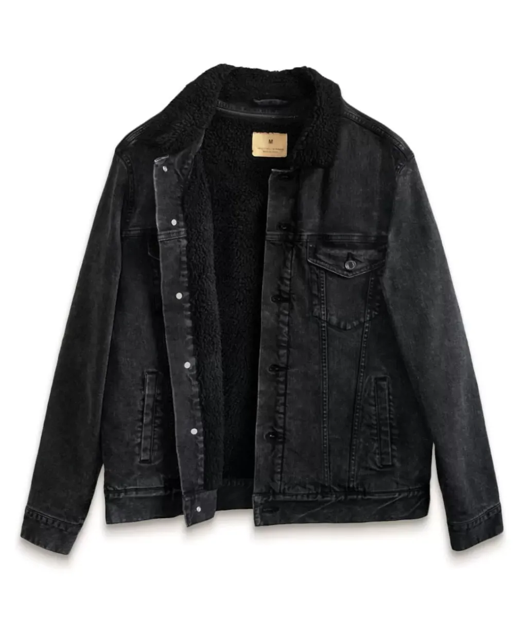 Best Nayked Apparel Unisex Soft Sherpa Lined Vintage Denim Jacket