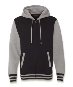Fashion Nayked Apparel Varsity Full-Zip Hooded Fleece Jacket