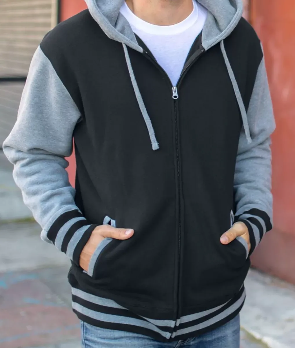 Sale Nayked Apparel Varsity Full-Zip Hooded Fleece Jacket