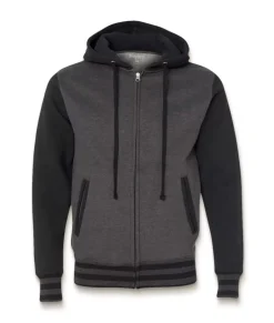 Clearance Nayked Apparel Varsity Full-Zip Hooded Fleece Jacket