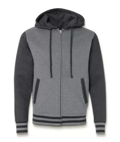 Clearance Nayked Apparel Varsity Full-Zip Hooded Fleece Jacket