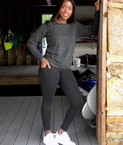 Fashion Nayked Apparel Women'S High Waist Pocketed Athleisure Leggings Black