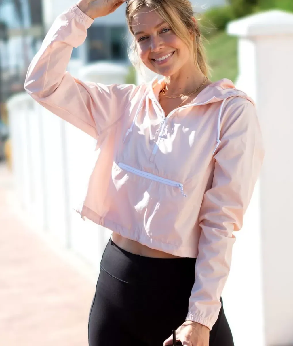 Fashion Nayked Apparel Women'S Lightweight Pullover Cropped Windbreaker