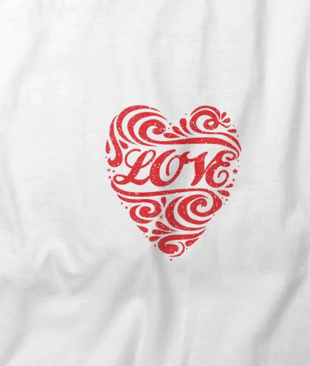 Discount Nayked Apparel Women'S Ridiculously Soft Deep V Graphic Tee | Love Script White