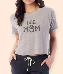 Sale Nayked Apparel Women'S Ridiculously Soft Vintage Crop Graphic Tee | Dog Mom
