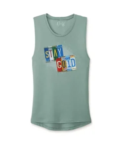 Best Nayked Apparel Women'S Ridiculously Soft Festival Graphic Muscle Tank | Stay Gold