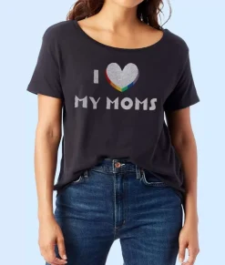 Clearance Nayked Apparel Women'S Ridiculously Soft Vintage Oversized Graphic Tee | I Love My Moms