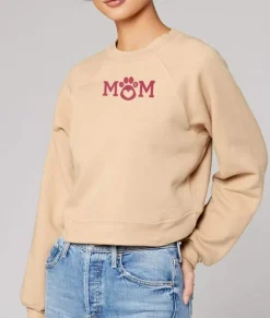 Clearance Nayked Apparel Women'S Ridiculously Soft Mid-Length Raglan Graphic Pullover | Mom Paw Print