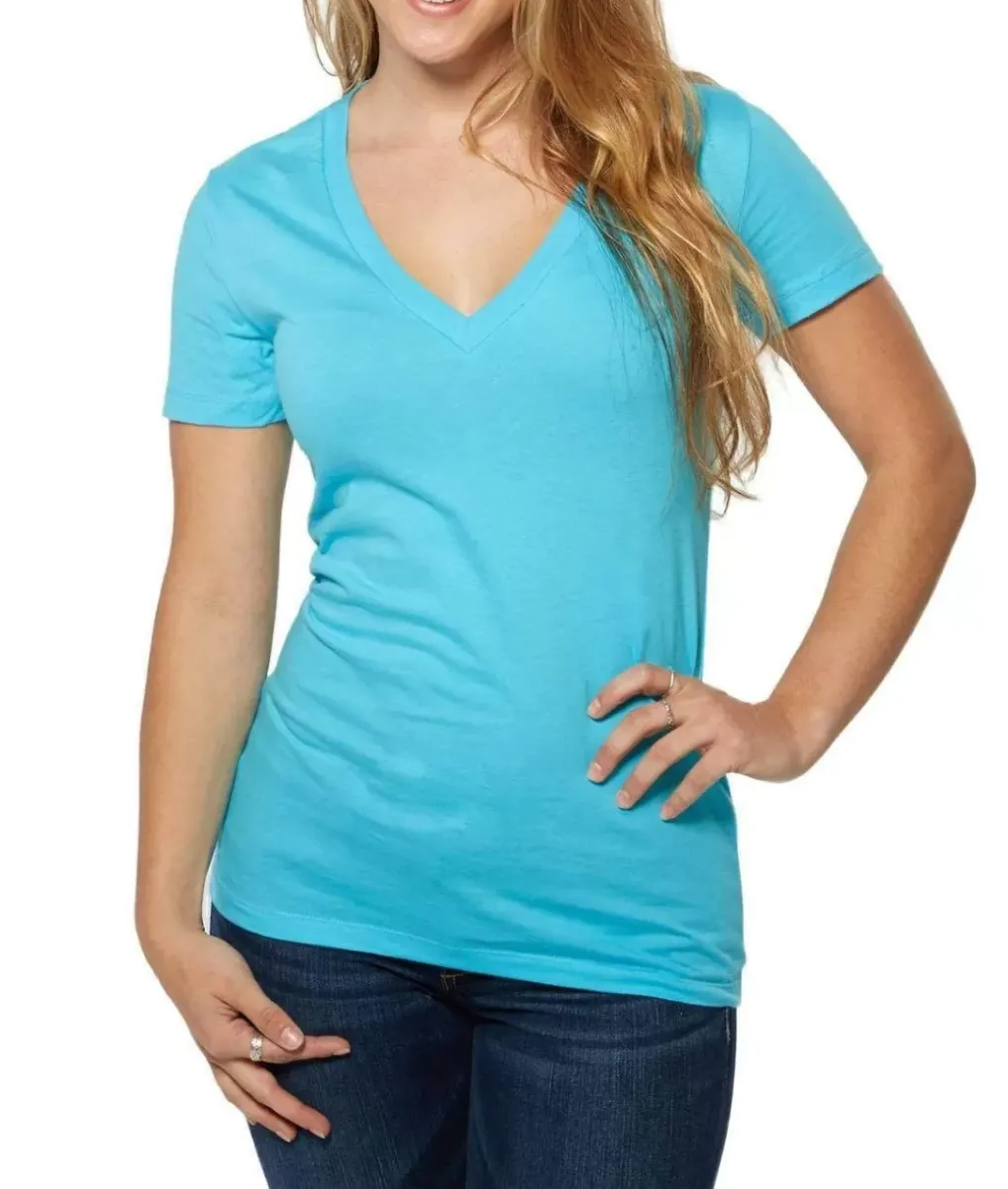 Clearance Nayked Apparel Women'S Ridiculously Soft Deep V-Neck T-Shirt