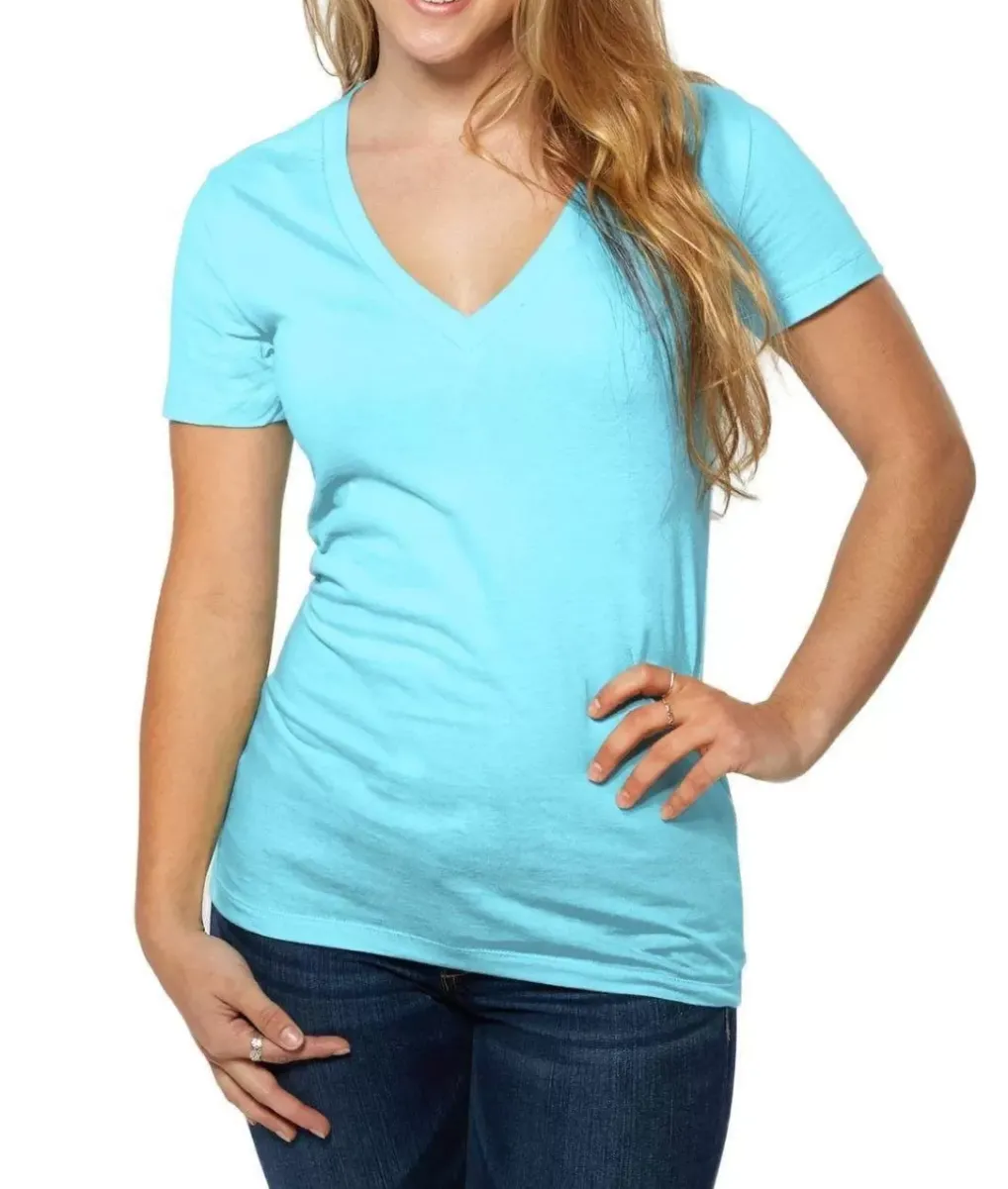 Clearance Nayked Apparel Women'S Ridiculously Soft Deep V-Neck T-Shirt