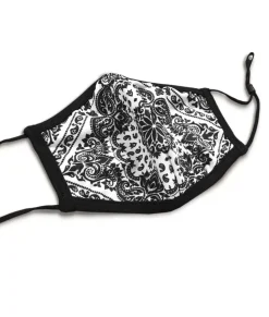 Clearance Nayked Apparel Women'S Ridiculously Soft Bandana Print 2-Layer Face Mask With Adjustable Ear Loops White