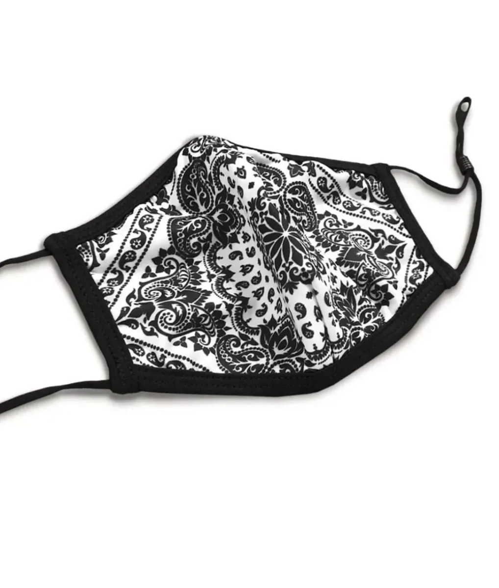 Clearance Nayked Apparel Women'S Ridiculously Soft Bandana Print 2-Layer Face Mask With Adjustable Ear Loops White