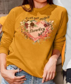New Nayked Apparel Women'S Ridiculously Soft Oversized Graphic Fleece Pullover | I Can Buy Myself Flowers