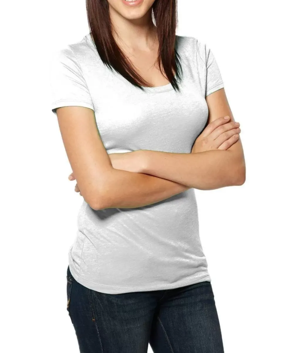 Outlet Nayked Apparel Women'S Ridiculously Soft Lightweight Deep Scoop-Neck T-Shirt