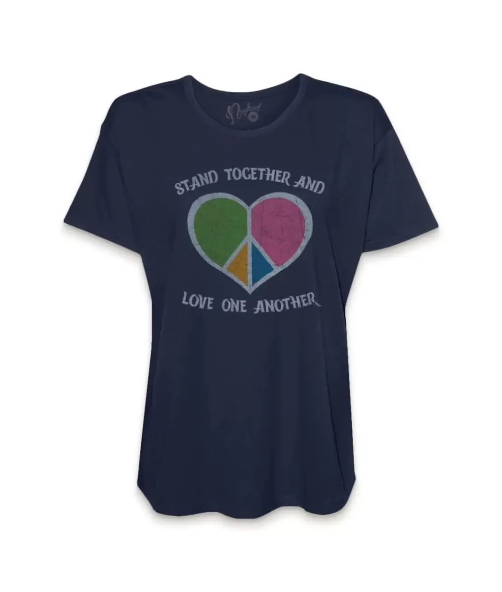 Outlet Nayked Apparel Women'S Ridiculously Soft Oversized Graphic Tee | Stand Together And Love One Another