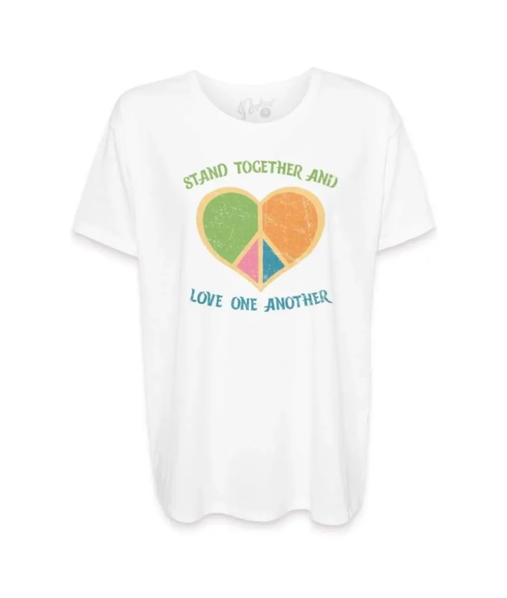 Outlet Nayked Apparel Women'S Ridiculously Soft Oversized Graphic Tee | Stand Together And Love One Another