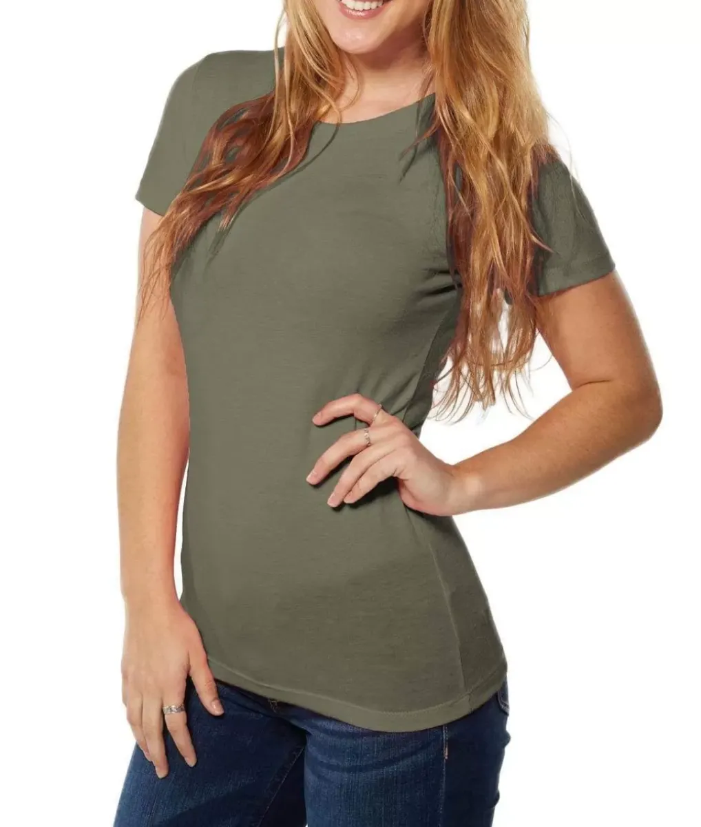 Fashion Nayked Apparel Women'S Ridiculously Soft Lightweight Crew Neck T-Shirt