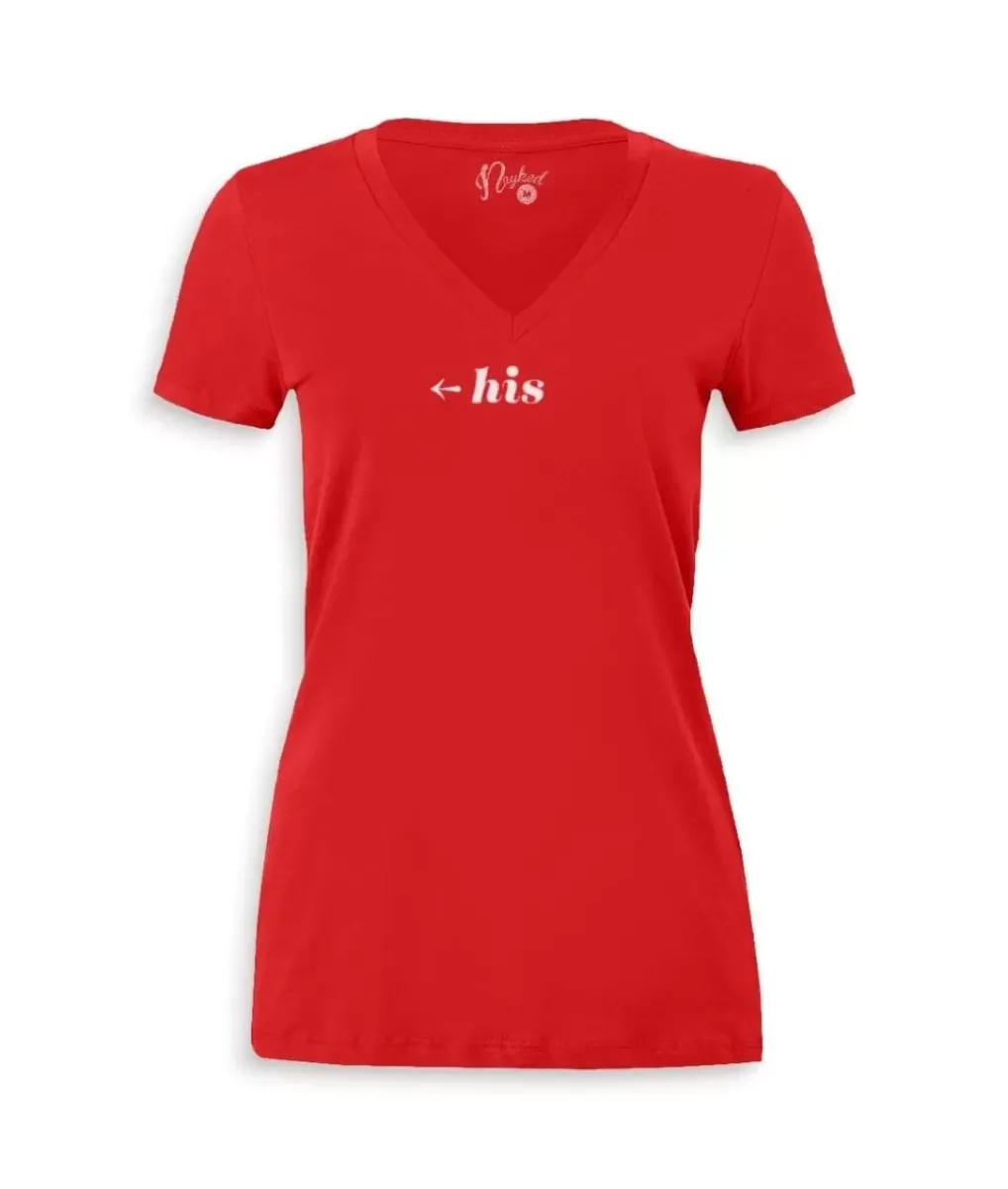 Clearance Nayked Apparel Women'S Ridiculously Soft Deep V Graphic Tee | His Red