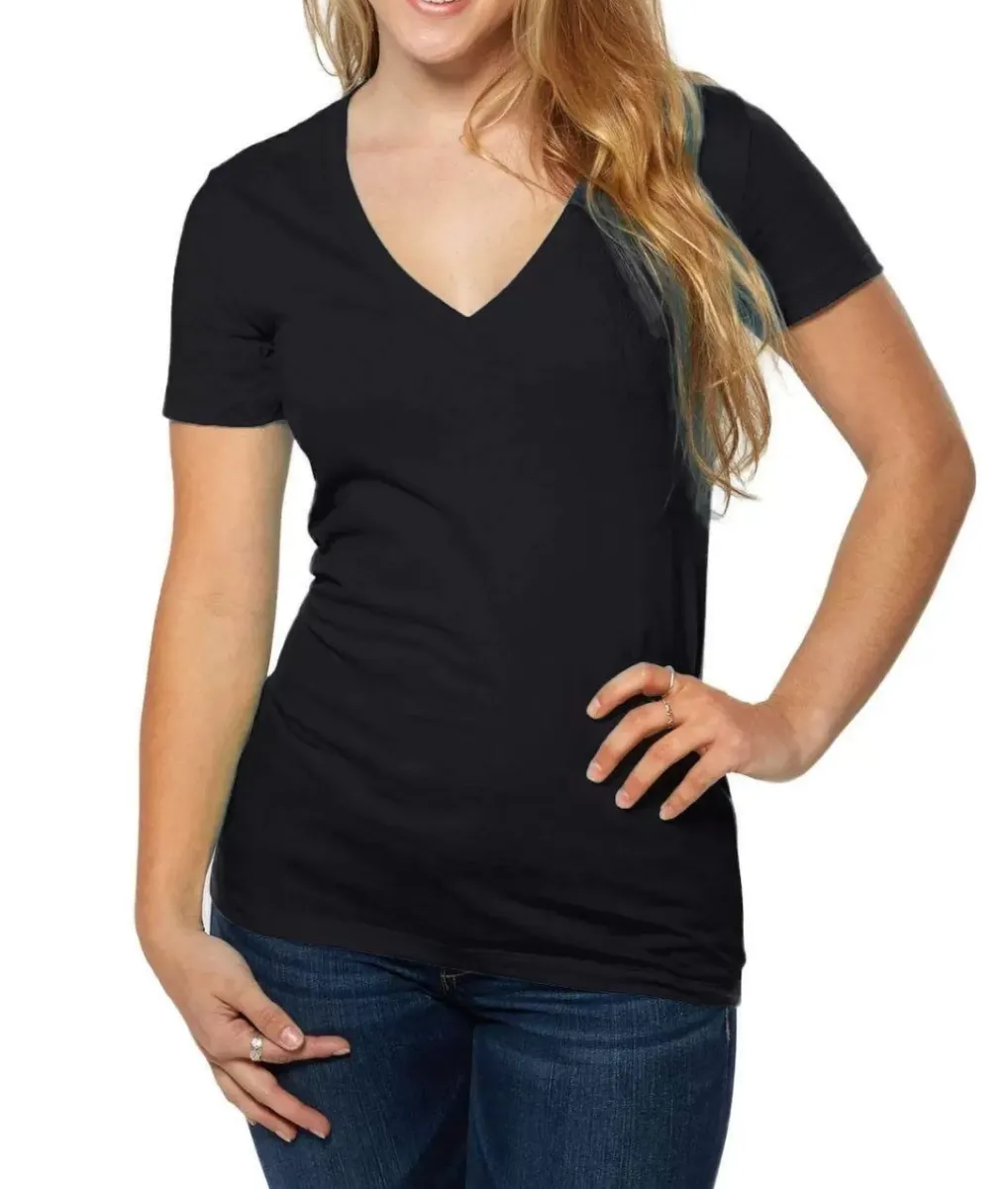 Hot Nayked Apparel Women'S Ridiculously Soft Deep V-Neck T-Shirt