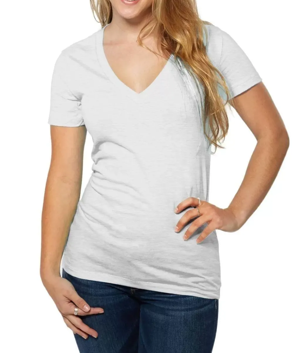 Hot Nayked Apparel Women'S Ridiculously Soft Deep V-Neck T-Shirt