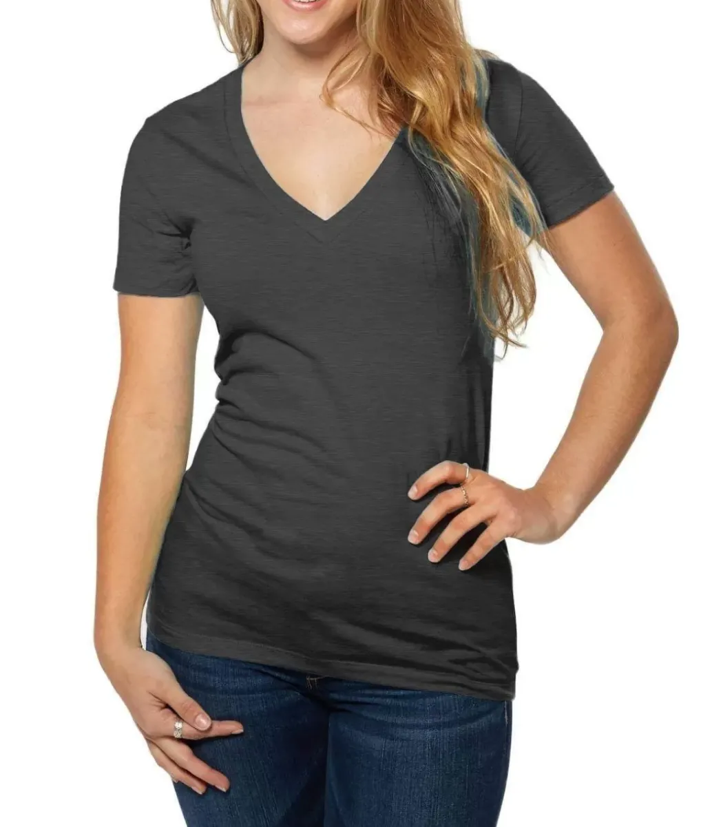 Hot Nayked Apparel Women'S Ridiculously Soft Deep V-Neck T-Shirt