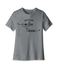 Fashion Nayked Apparel Women'S Ridiculously Soft Midweight Graphic Tee | Fueled By Coffee And Chaos