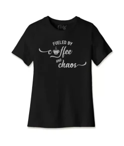 Fashion Nayked Apparel Women'S Ridiculously Soft Midweight Graphic Tee | Fueled By Coffee And Chaos