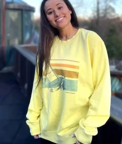 Discount Nayked Apparel Women'S Ridiculously Soft Oversized Pigment-Dyed Graphic Sweatshirt | Sailboat Pigment Yellow