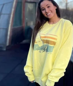 Discount Nayked Apparel Women'S Ridiculously Soft Oversized Pigment-Dyed Graphic Sweatshirt | Sailboat Pigment Yellow