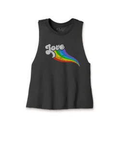 Clearance Nayked Apparel Women'S Ridiculously Soft Cropped Graphic Racerback Tank | Love