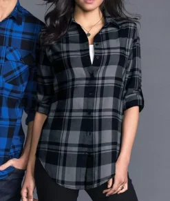 Fashion Nayked Apparel Women'S Ridiculously Soft Plaid Flannel Tunic Shirt