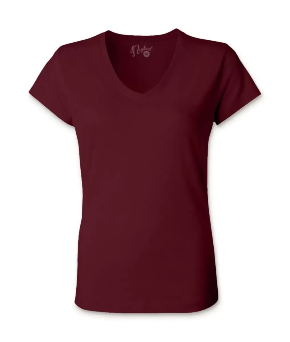 Fashion Nayked Apparel Women'S Ridiculously Soft 100% Cotton Fitted V-Neck T-Shirt