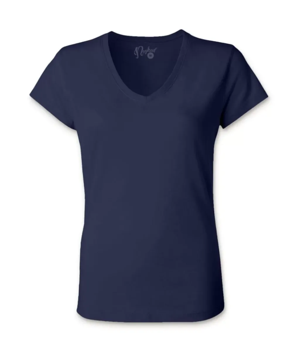 Fashion Nayked Apparel Women'S Ridiculously Soft 100% Cotton Fitted V-Neck T-Shirt