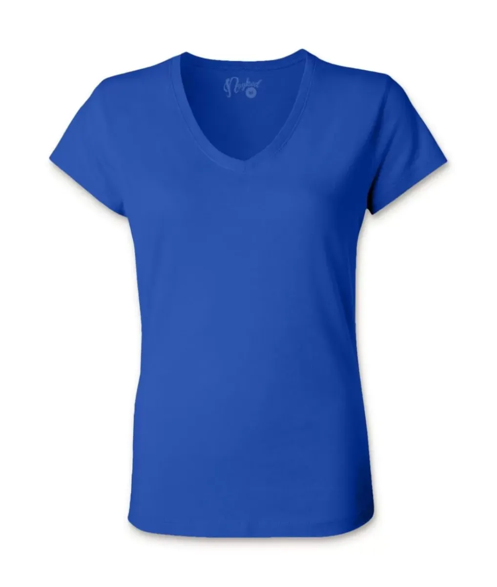 Fashion Nayked Apparel Women'S Ridiculously Soft 100% Cotton Fitted V-Neck T-Shirt
