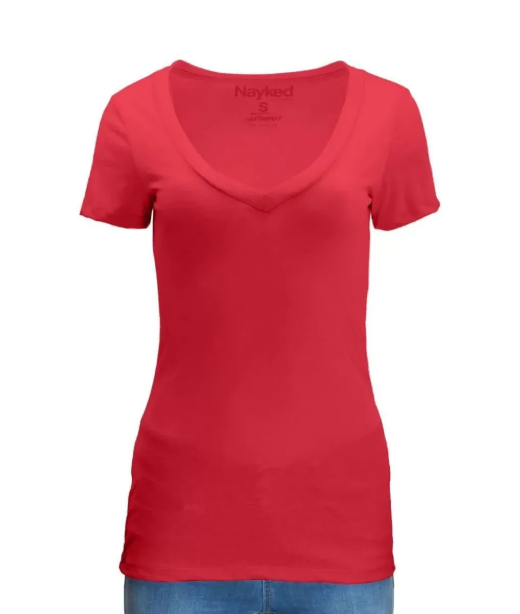 Clearance Nayked Apparel Women'S Ridiculously Soft Midweight V-Neck T-Shirt