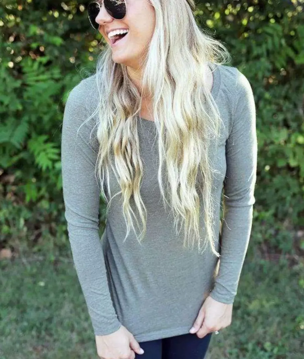 Outlet Nayked Apparel Women'S Ridiculously Soft Lightweight Long Sleeve Scoop-Neck T-Shirt