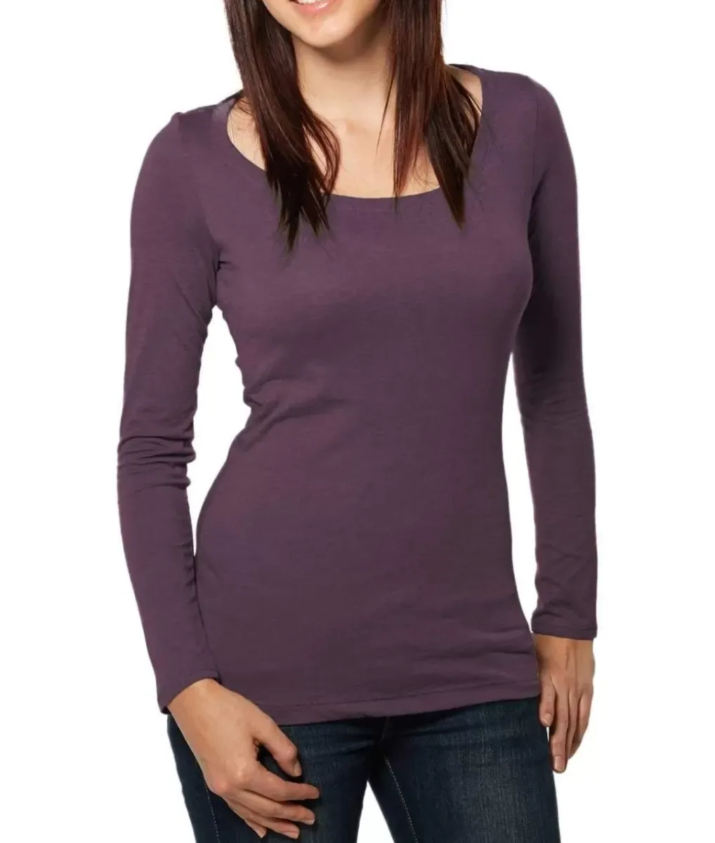 Outlet Nayked Apparel Women'S Ridiculously Soft Lightweight Long Sleeve Scoop-Neck T-Shirt