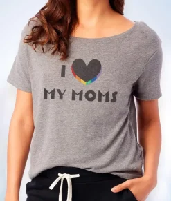 Best Nayked Apparel Women'S Ridiculously Soft Vintage Oversized Graphic Tee | I Love My Moms