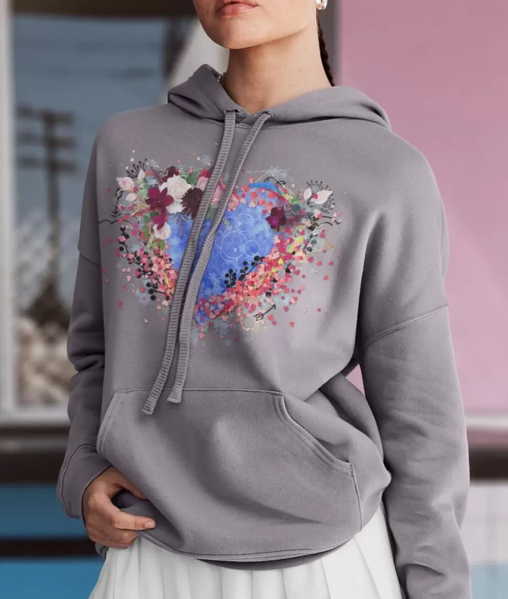 New Nayked Apparel Women'S Ridiculously Soft Oversized Graphic Fleece Hoodie | Heart Art