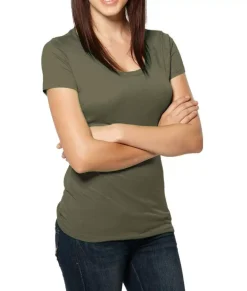 Outlet Nayked Apparel Women'S Ridiculously Soft Lightweight Deep Scoop-Neck T-Shirt