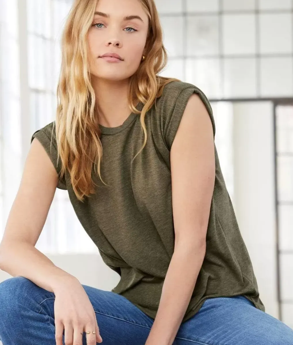 Outlet Nayked Apparel Women'S Ridiculously Soft Flowy Rolled Cuffs Muscle Tee