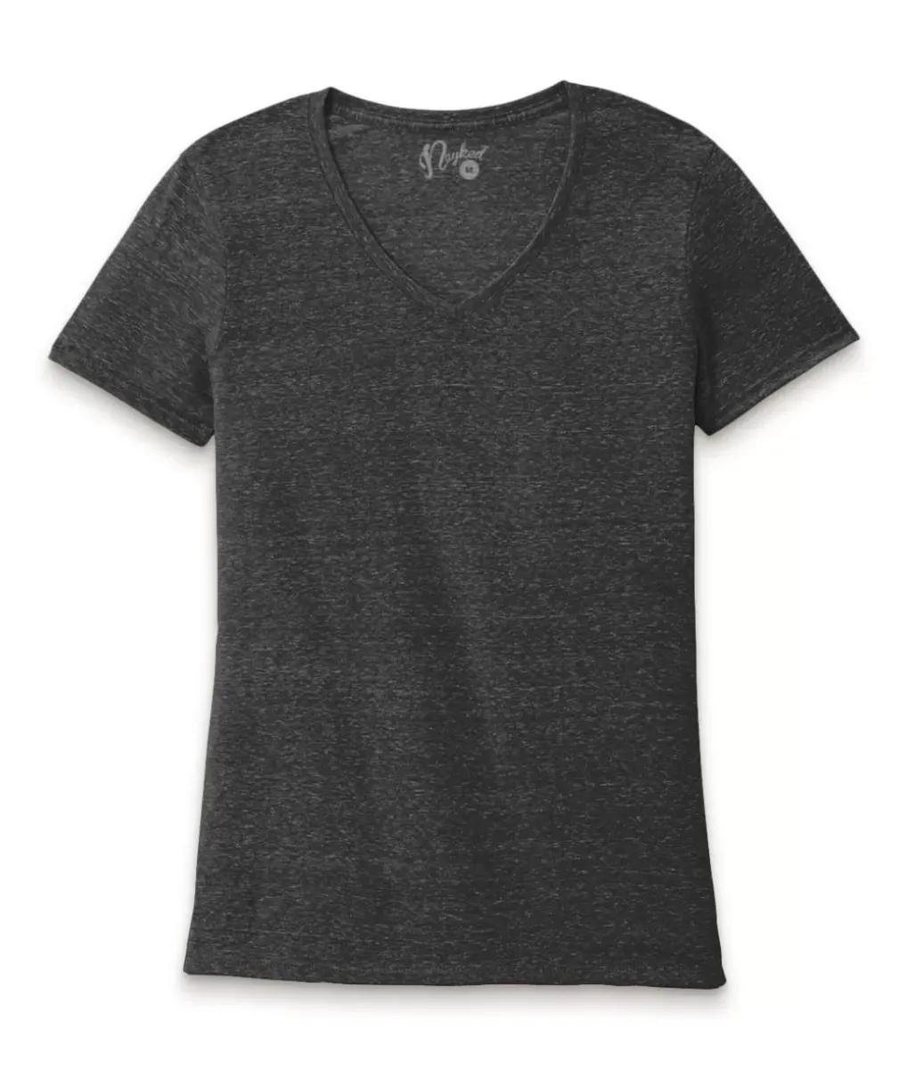 New Nayked Apparel Women'S Ridiculously Soft Snow Heather V-Neck T-Shirt