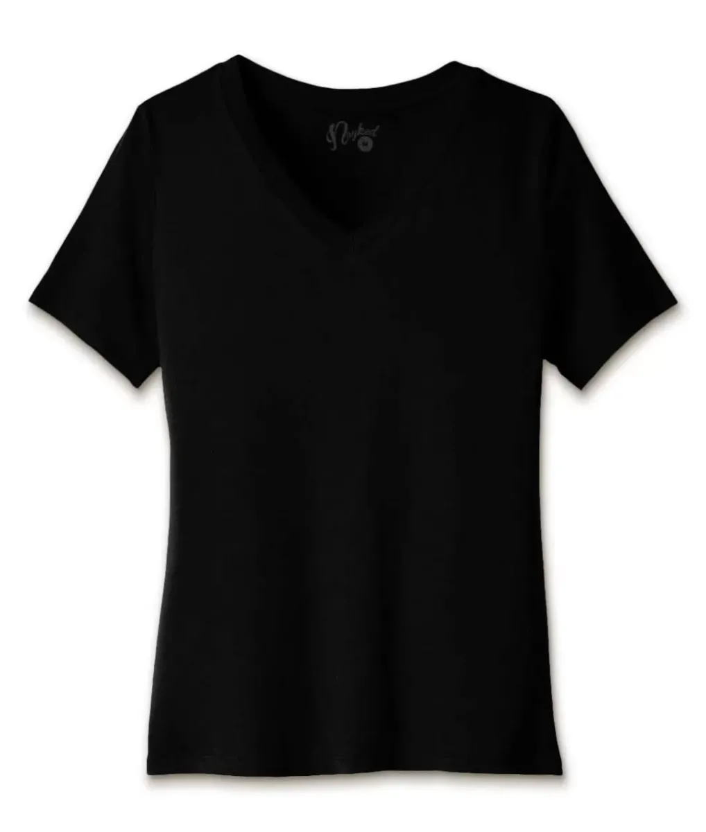 Fashion Nayked Apparel Women'S Ridiculously Soft Relaxed Fit 100% Cotton V-Neck T-Shirt