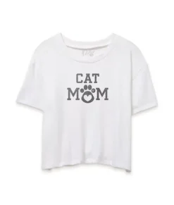 Best Nayked Apparel Women'S Ridiculously Soft Vintage Crop Graphic Tee | Cat Mom